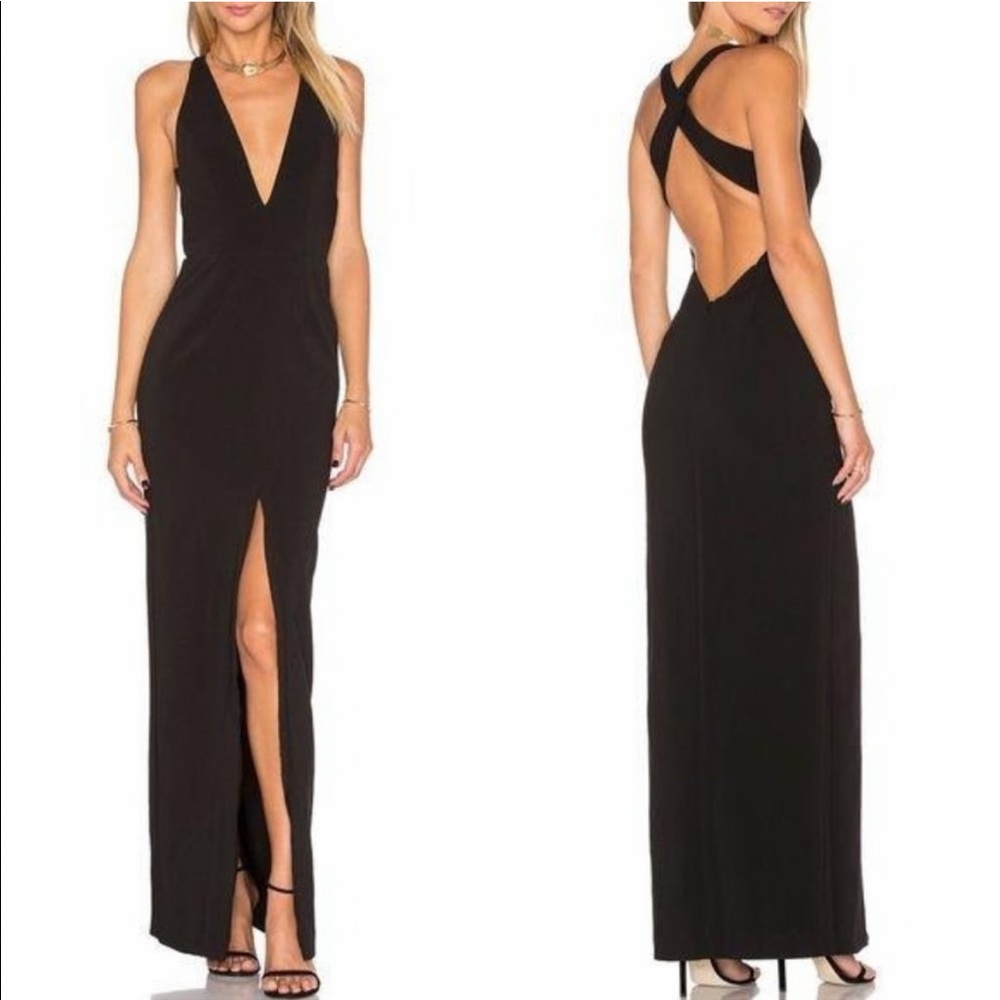 NBD Deep Slit Black Dress